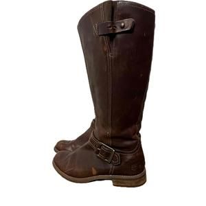 Timberland Brown Leather Buckle Zip High Boots Size 9.5